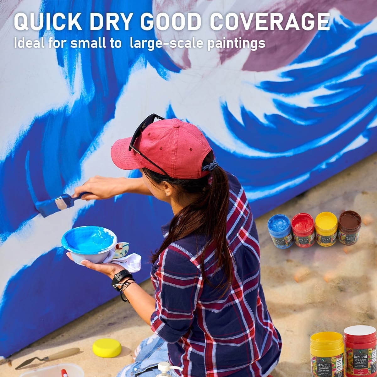 Acrylic Paint for Wall Art, 500ml(16.9Fl Oz), Rich Pigment, Waterproof Paint for Canvas/Wood/Clay, DIY Craft Supplies