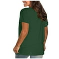 thumbnail image 5 of Plus Size Tops for Women Short Sleeve Round-Neck Pullover Solid Loose T-shirt Army Green XXXXXL, 5 of 6