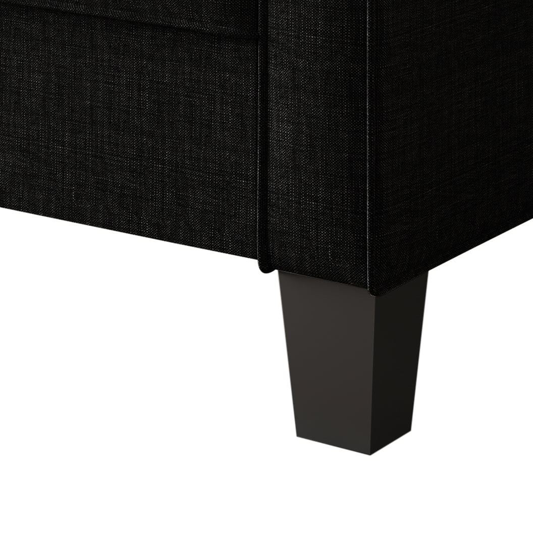 Home Design Marcia Square Arm Chair with Padded Back and Seat, Modern Upholstery, Black Legs, Comfortable Living Room Seating, Black