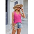 thumbnail image 6 of Summer V-neck Solid Color Sleeveless Casual Camisole T-shirt For Women, 6 of 8