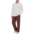 thumbnail image 5 of VV AVEORS Mens Pajama Set Bamboo Viscose Soft Pijamas Sets Plaid Long Sleeve Full Length Pants Pjs Check Sleepwear With Pockets Red S, 5 of 7