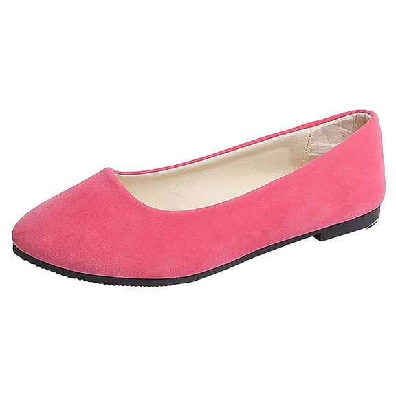 ZTTD Women Girls Solid Big Size Slip On Flat Shallow Comfort Casual Single Shoes Peach