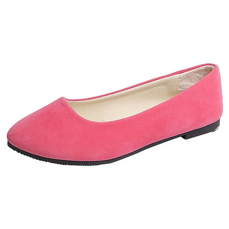 

Sehao Women Girls Solid Big Size On Flat Shallow Comfort Casual Single Shoes Flock Pink 8.5 US (Wide Widths Available)