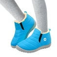 thumbnail image 3 of YOUSNH Childrens Winter Childrens Boots Flat Splashing Warm Short Tube Snow Boots Girls Boots Blue 3.5, 3 of 5