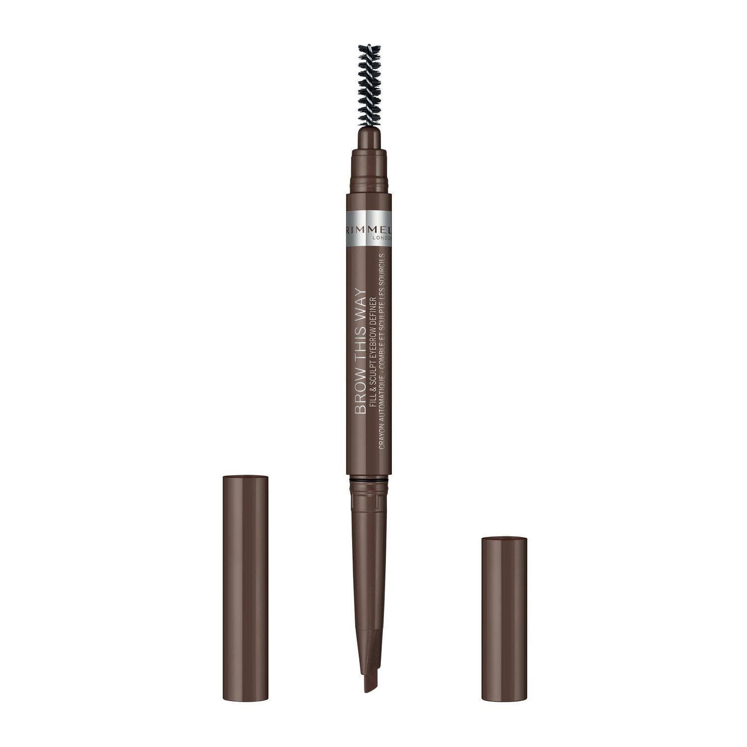 Rimmel Brow This Way Filler & Sculpt Eyebrow Definer, double-ended, buildable creamy formula, up to 12 hour wear, 100% Cruelty-Free, Defines & sculpts brows