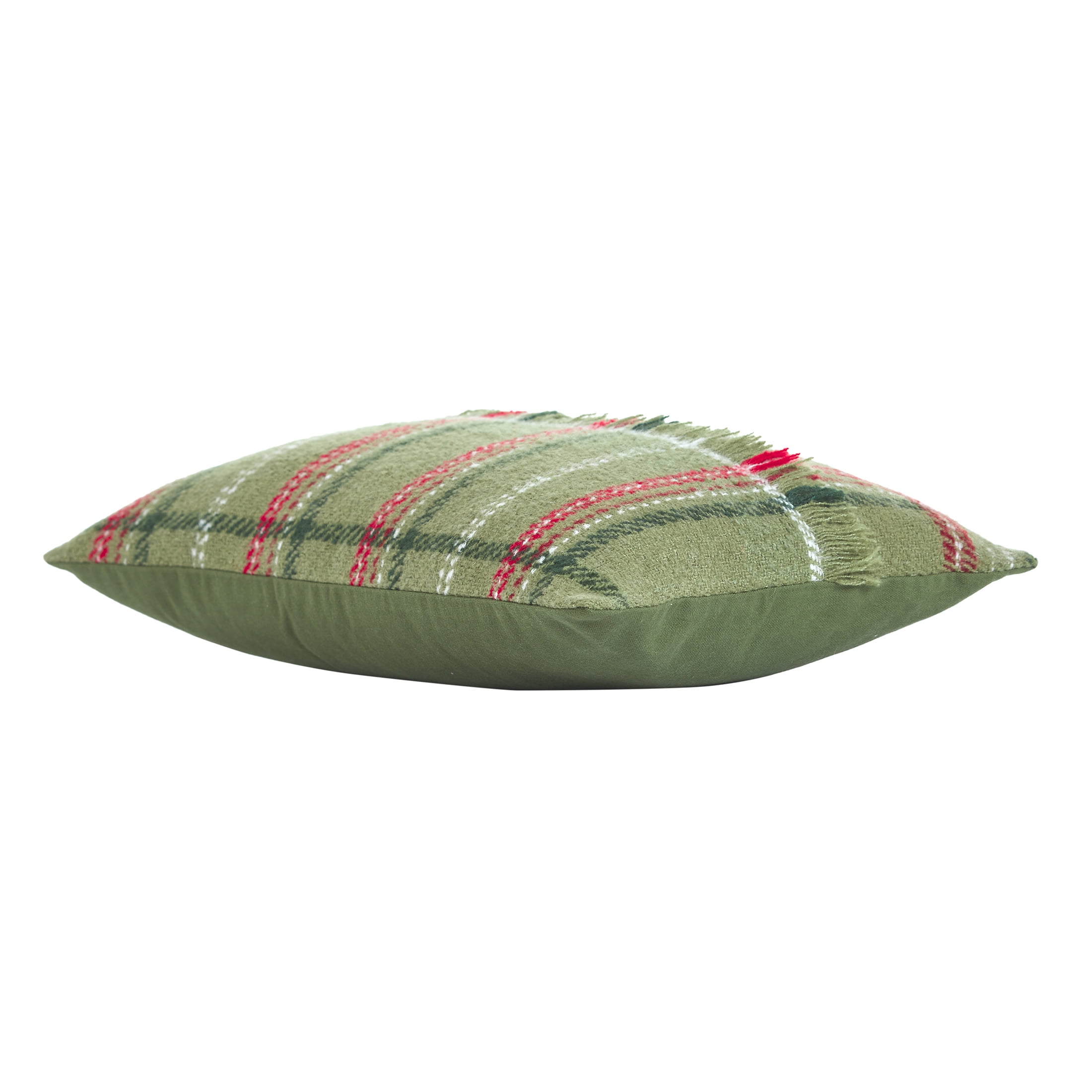 Better Homes & Gardens 14" x 20" Green Mohair Plaid Holiday Decorative Pillow