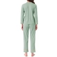 thumbnail image 3 of INSPIRE CHIC Womens Cotton Pajamas Ribbed Sleepwear Pullover Tops with Pants Lounge Sets with Pockets M Green, 3 of 6