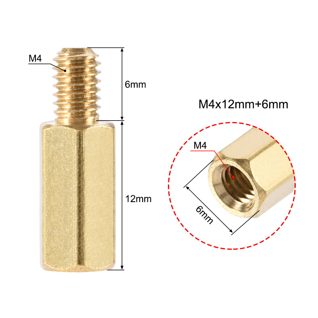 6 mm Male to Female Hex Brass Spacer Standoff 10pcs M4 x 10 mm