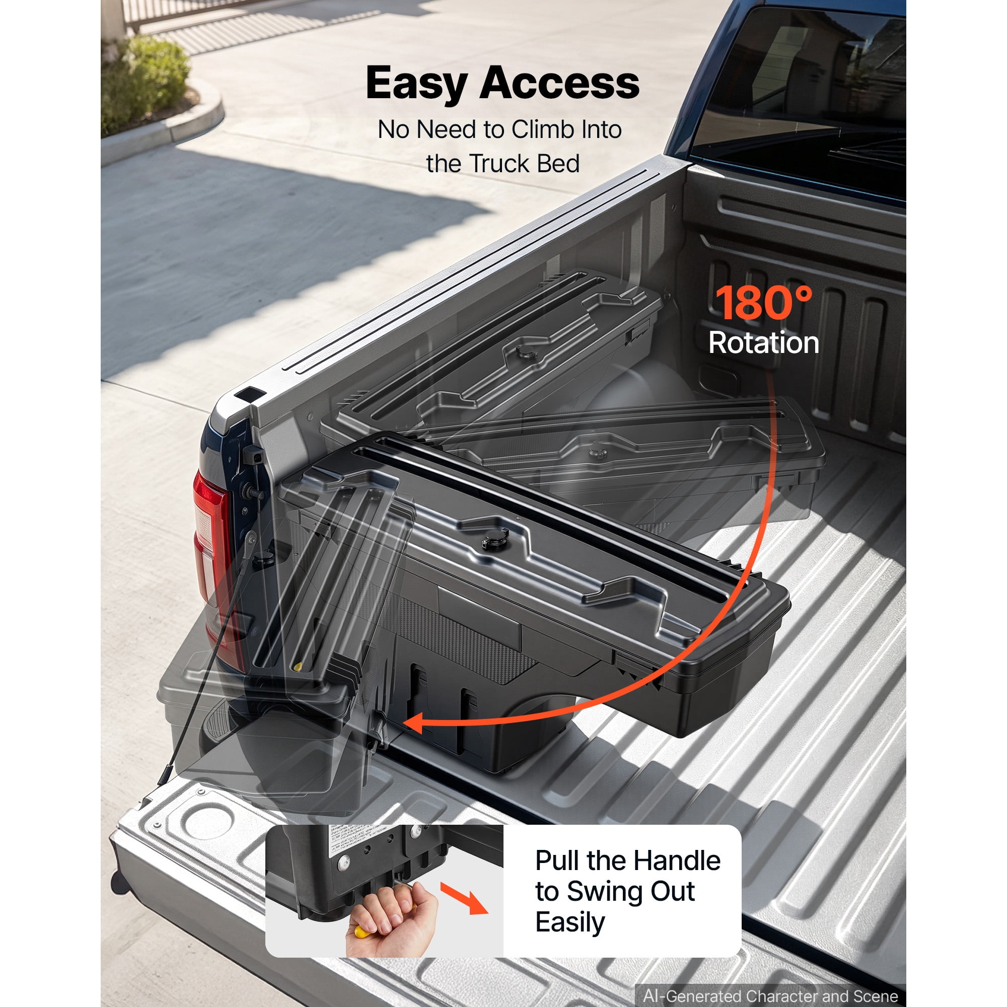 KFFKFF Truck Bed Storage Box, 6.6 Gal/25 L Waterproof ABS Wheel Well Tool Box with Combination Lock, Fits 1997-2014 Ford F-150, Driver Side Left (Drilling Required)