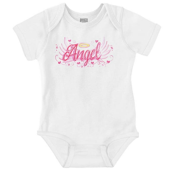 Airbrushed Angel Wings Halo Hearts Bodysuit Jumper Girls Infant Baby Brisco Brands NB
