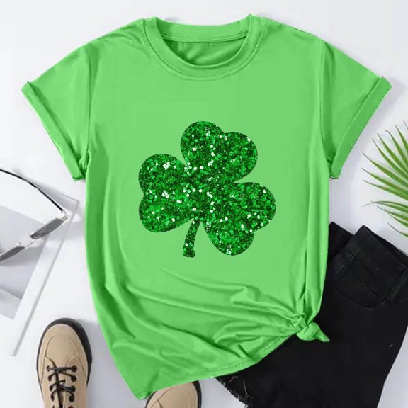 CHUMUD St Patrick's Day Shirt Women: Funny Shamrock Paddy's Day T-Shirt Casual Crewneck Short Sleeve