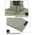 thumbnail image 4 of Little Donkey Andy Men's Waterproof Work Rain Jacket 12 Pockets Lightweight Outdoor Hiking Windbreaker Rain Coat Size L, 4 of 5