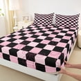 thumbnail image 3 of Manfei Cartoon Cute Bowknot Twin Sheet Sets, Pink Checkered Buffalo Twin Fitted Sheet, Kawaii Princess Style Flat Sheet, Super Cozy Room Decor, 3 Pieces, 3 of 7