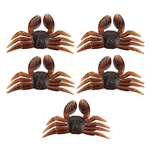5 unids/lote PVC suave realista Señuelos de Pesca cangrejo cebo Artificial aparejos accesorios (marrón)