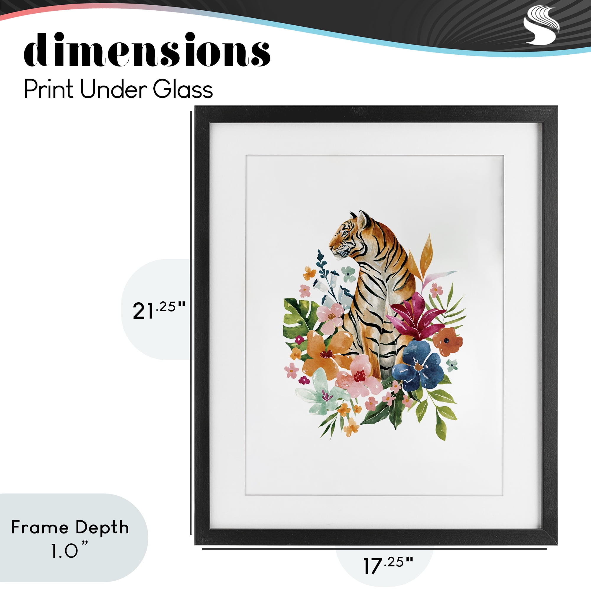 Stupell Industries Tropical Jungle Tiger Black Framed Print Under Glass, design by Bethany Sandoval