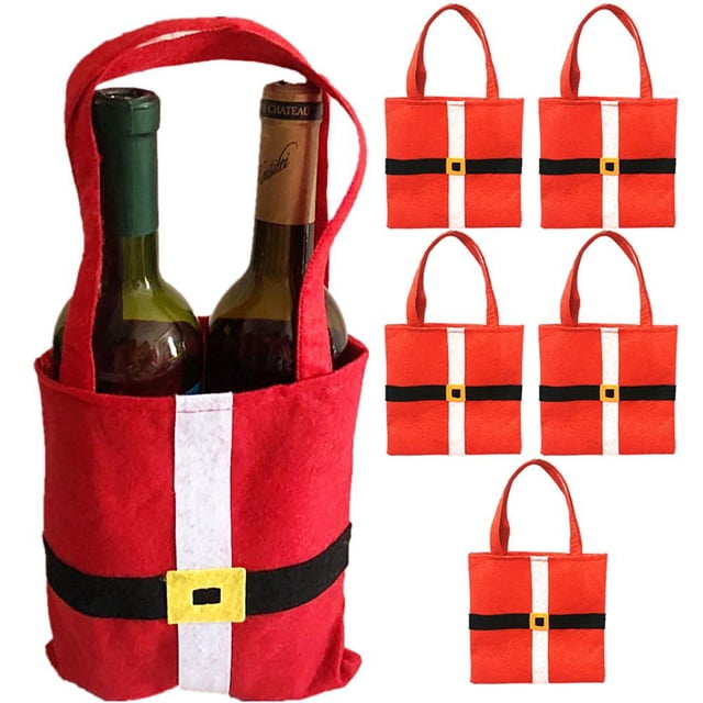 Navidad Santa Pantalones Estilo Bolsas Bolsas De Regalo Bolsa De Vino Tinto Bolsas De Dulces De Navidad Decoraciones Para Árboles De Navidad 6 Unids Cateissary HA038274-00