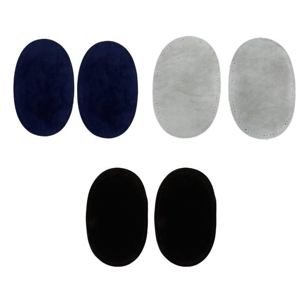 3 Pares De Tela De Ovalada Coser En El Codo Costura Hugo Parches de rodilla para el codo Negro Gris Azul