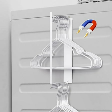 Magnetic Hanger Organizer Stacker,Clothes Hanger Storage Rack,Hanger Holder for Closet Laundry Room Washing Machine,White