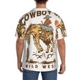 thumbnail image 3 of Honeii Cowboy Up Vintage Wild West for Men's Short-Sleeved Button-Up Collared Shirt Featuring A Pocket, Perfect for Beach Vacations, And Travel Adventures.-3X-Large, 3 of 5