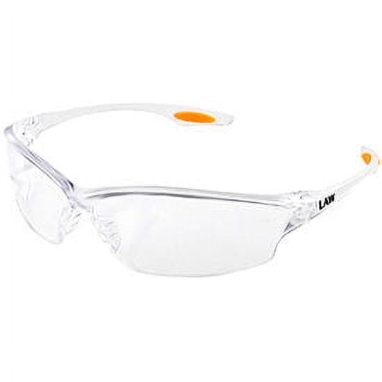 Law® LW2 Series Safety Glasses, Clear Lens, TPR Nose Piece and Temple Inserts, Clear Frame