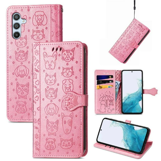 Funda Cartera FOXDOCK para Samsung Galaxy A36 5G , Flip PU con Relieve de Gatos y Perros, Tarjetero y Soporte