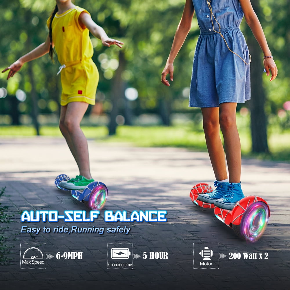 Bluetooth Hoverboard for Kids, Spider Color and Chrome Color Self Balancing Scooter Built-in Wireless Speaker and Flashing Wheels