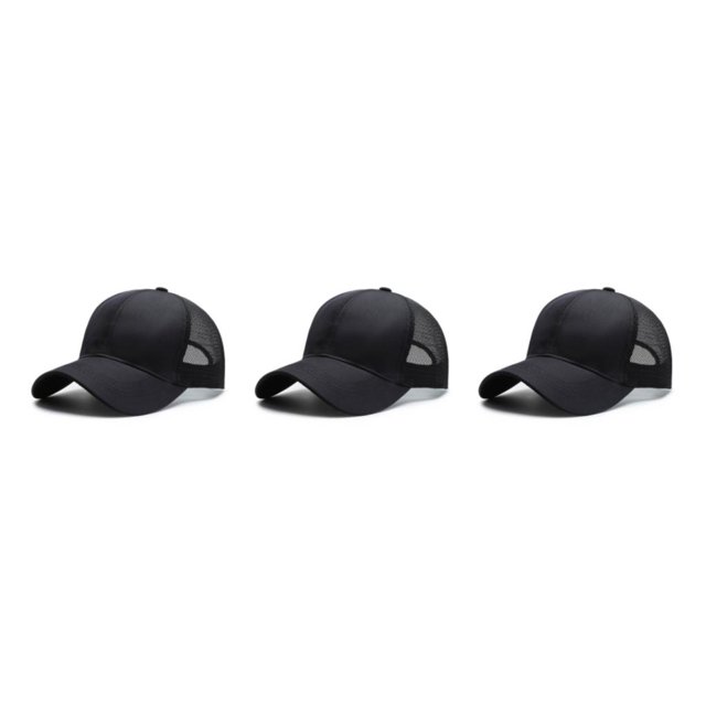 relayinert Fashionable Polyester Mesh Trucker Hat Stay Cool And Stylish Sporty Style black 3Set