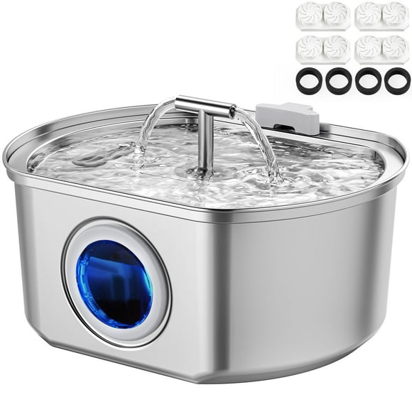 Fuente de agua para gatos Neareal de acero inoxidable de 3,2 L con 4 filtros