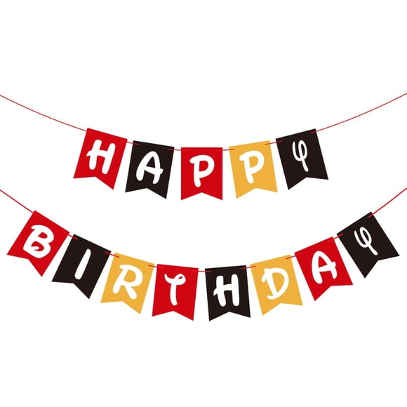 Banner de cumpleaños Woizoeiy Happy Birthday, rojo, negro y amarillo