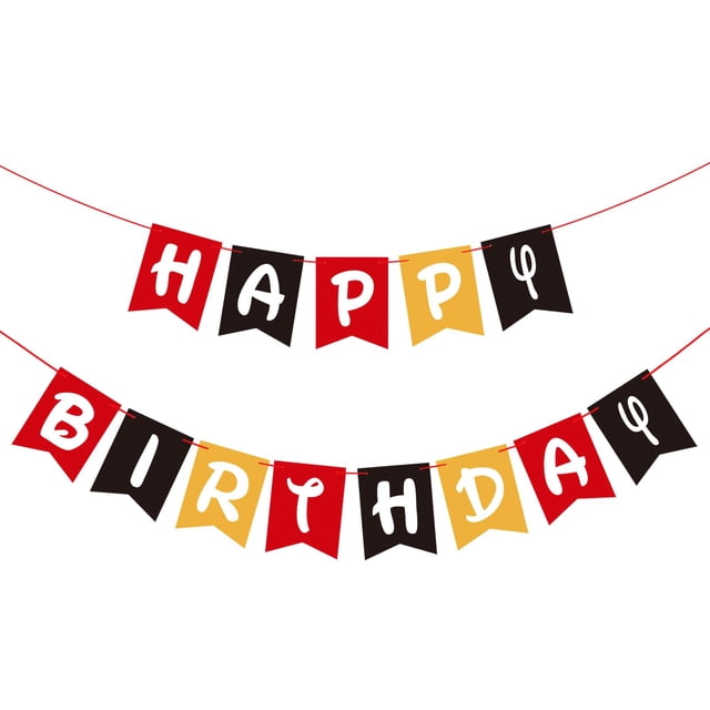 Banner de cumpleaños Woizoeiy Happy Birthday, rojo, negro y amarillo