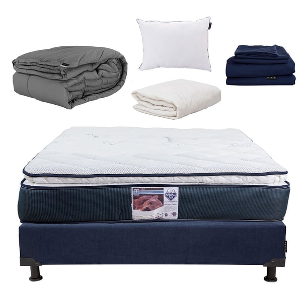 Colchón Individual + Box Bless + Edredón Homy + Almohada One + Sábanas Softy + Protector de Colchón Spring Air Dicasa Monaco