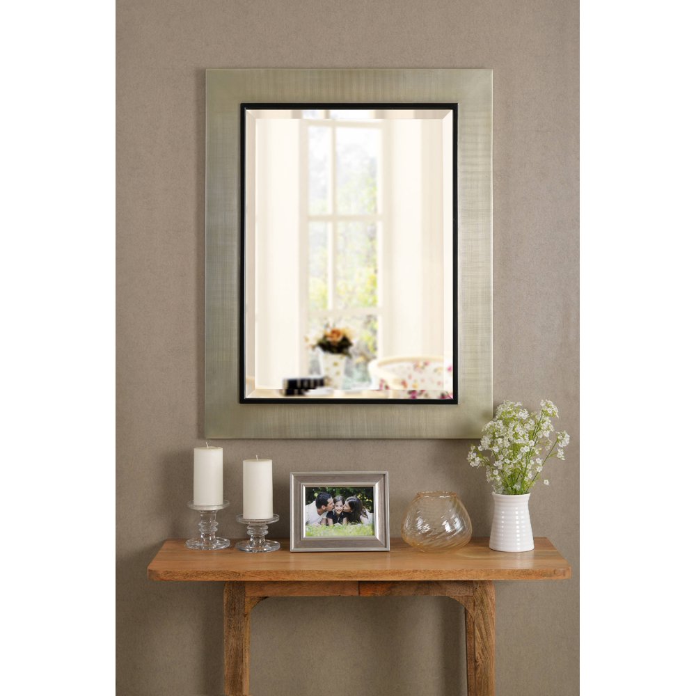 Kenroy Home Dolores Wall Mirror, Silver with Black Trim Accent