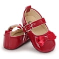 thumbnail image 4 of Baby Girls Bowknot Mary Jan Flats Soft Rubber Sole Toddler Walking Shoes Infant Princess Crib Wedding Dress Shoes for 0-18 Months, 4 of 9