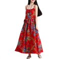 thumbnail image 3 of Vestido maxi floral vintage para mujer, sin mangas, correas de hombro espagueti, vestido suelto Irfora Rojo M, 3 of 7