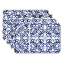 CounterArt "Shades Of Blue" 4-Pack Reversible Flexible Plastic Tabletop Placemats