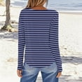 thumbnail image 4 of Aueoeo Womens Basic Stripe Shirts Classic Long Sleeve Round Neck Tee Solid Color Fall Tops Outfits Clothes for Ladies, 4 of 5