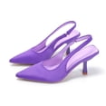 thumbnail image 5 of Slingback Kitten Heels for Women Solid Color Pointed Closed Toe Elastic Band Slides Wedding Prom Party Dress Shoes Pumps Purple Size 9, 5 of 7