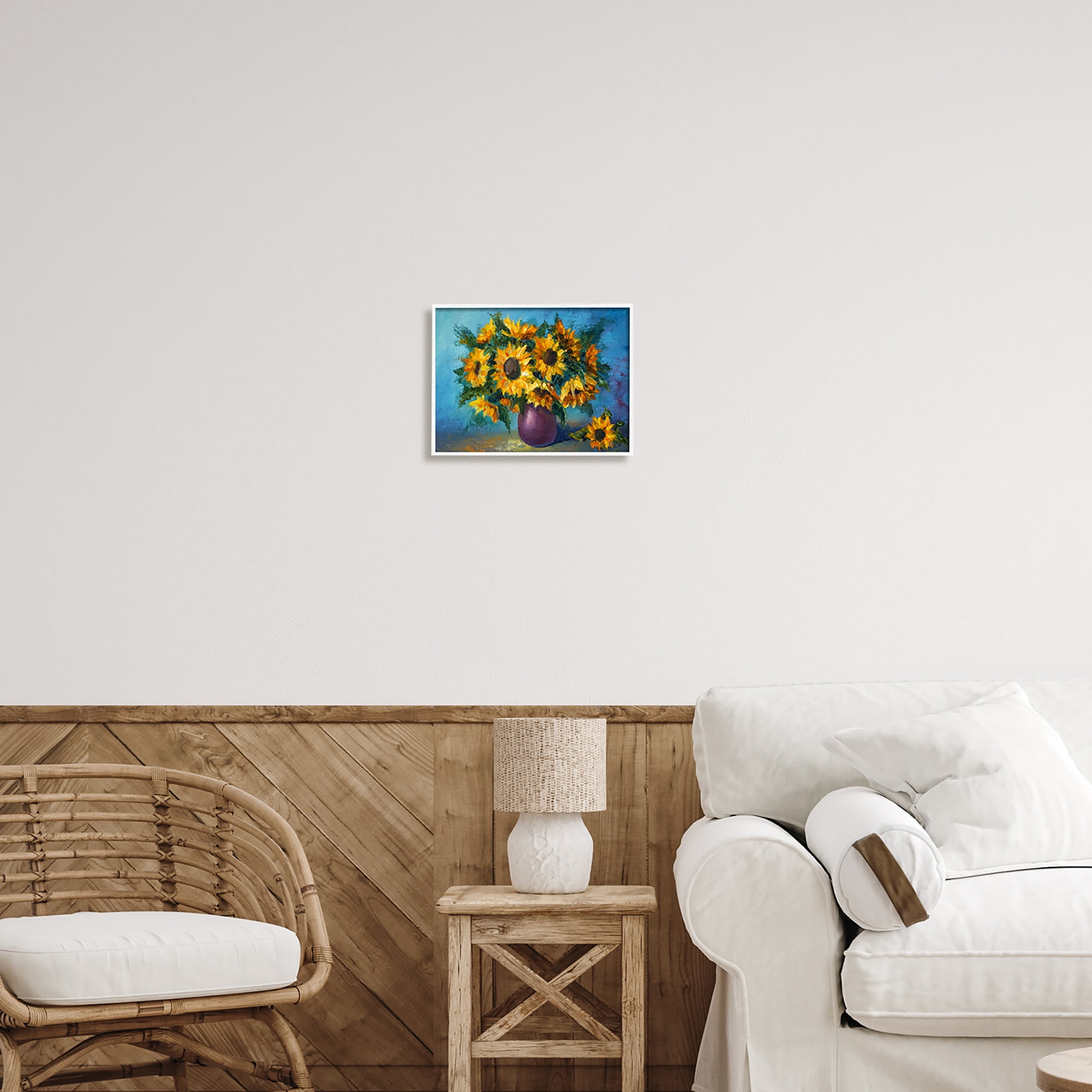 Stupell Industries Sunflowers Still Life Painting Botanical & Floral Painting White Framed Art Print Wall Art, 14 x 11