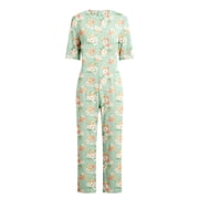 Sholeno Women Special Need Adaptive Clothing Short Sleeve Print Anti-Strip Jumpsuit for Elderly Alzheimer Dementia Light Green 3XL