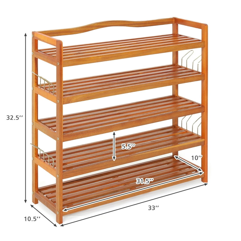 Costway 5-tier Wood Shoe Rack Freestanding Large Shoe Storage