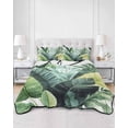 thumbnail image 3 of Tropical Plants King Size Down Alternative Comforter, Lightweight Comforter Quilt Bedding Set with Pillow Shams Country Summer Green Palm Leaves All Seasons Bed Comforter Duvet Insert 96"x106", 3 of 7