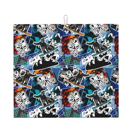 

Matuu colorful snow board for Dish Drying Mat for Kitchen Counter for Kitchen and Dining Kitchen Counter Accessories 16 x18