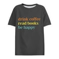 thumbnail image 4 of Tittly T Shirts for Women Spring Tops for Women Women's Read Print Loose Casual Long Sleeved T Shirt Graphic Tees Tshirts Shirts Dark Gray L, 4 of 5