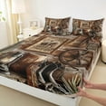 thumbnail image 3 of Manfei Teens Western Cowboy Cowgirl 3pcs Twin Sheet Sets,Rustic Farmhouse Twin Fitted Sheet,Retro Vintage Breathable Flat Sheet,Lightweight Room Decor, 3 of 7