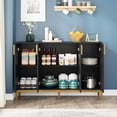 thumbnail image 4 of Tribesigns Luxury Buffet Cabinet with Storage, 59 Inch Kitchen Sideboard Cabinet with 4 Doors, Coffee Bar Cabinet Storage Cabinet for Dining Room, Living Room, Black and Gold, 4 of 8