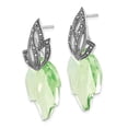 thumbnail image 2 of Sterling Silver Polished & Antiqued Marcasite & Swarovski Crystal Leaf Post Dangle Earrings Sterling Silver Earrings, 2 of 2