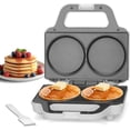 thumbnail image 1 of Double Mini Pancakes Maker Machine, Arepa Maker, Electric Pancake Maker Griddle, Ideal for Pancakes, Cookies, Eggs, Arepas & Breakfast Sandwiches, White, 4 Inch, 1 of 7
