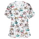 thumbnail image 1 of Puntoco Blusa de manga corta con cuello en V para mujer, uniforme de trabajo, blusa de Acción de Gracias de Navidad Puntoco Puntoco-5361, 1 of 3