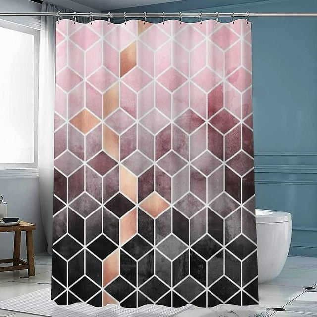 Modern Geometric Bathroom Waterproof Shower Curtain