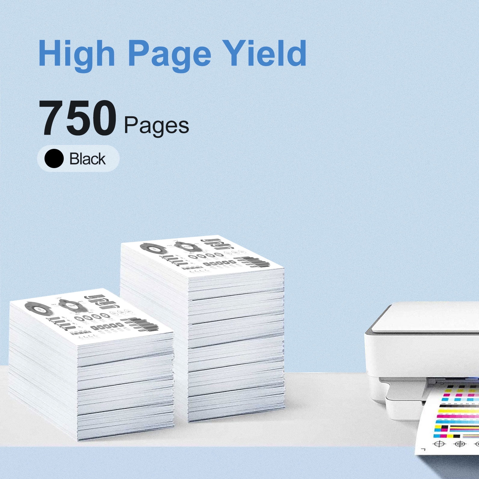65XL 65 Black Ink Cartridges, Compatible for HP 65 Black Ink Cartridges Work With HP Printer DeskJet 3755 2600 3772 Envy 5055 5000 AMP 100 Series2 Pack